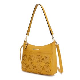 MKF Collection Alanis Laser Cut Vegan Leather Women's Shoulder Bag by Mia k (Color: Mustard, Material: Polycarbonate)