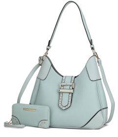 MKF Collection Juliette Shoulder Handbag with Matching Wallet Vegan Leather Women by Mia K (Color: Seafoam, Material: Vegan Leather)