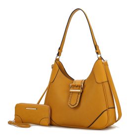 MKF Collection Juliette Shoulder Handbag with Matching Wallet Vegan Leather Women by Mia K (Color: Mustard, Material: Vegan Leather)