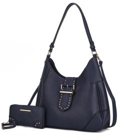 MKF Collection Juliette Shoulder Handbag with Matching Wallet Vegan Leather Women by Mia K (Color: Navy, Material: Vegan Leather)