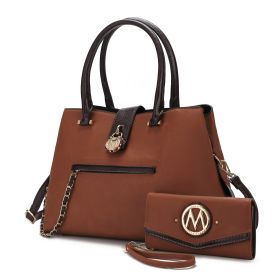 MKF Collection Edith Vegan Leather Women Tote Handbag with wallet by Mia K (Color: Tan, Material: Vegan Leather)