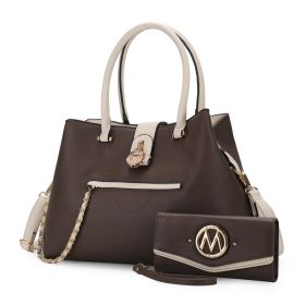 MKF Collection Edith Vegan Leather Women Tote Handbag with wallet by Mia K (Color: Brown, Material: Vegan Leather)